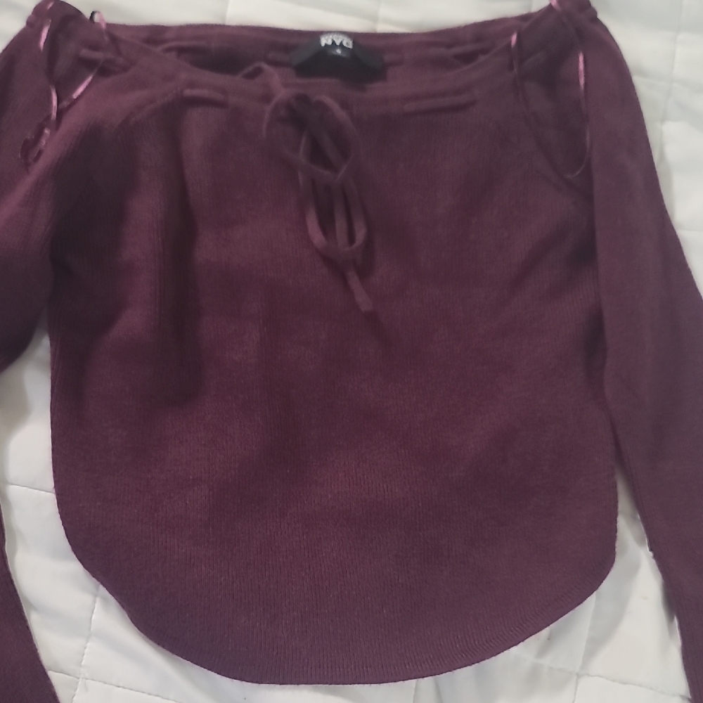Elegant Off-the-Shoulder Burgundy Sweater